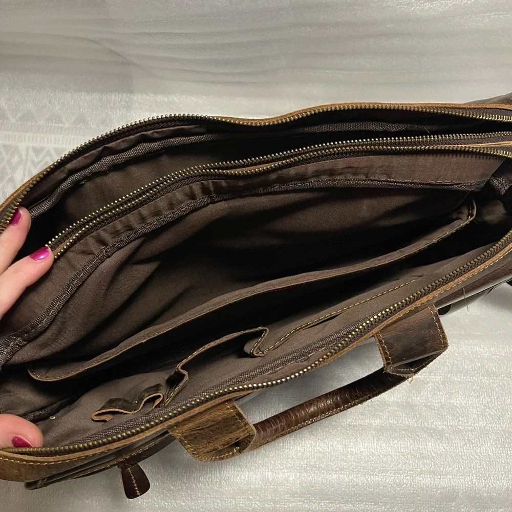Vintage Kattee Genuine Leather Briefcase Messenger Bag - Brown - Full Size
